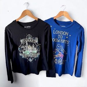 (2) Harry Potter Hogwarts Youth (Girls) Long Sleeve Graphic Tee